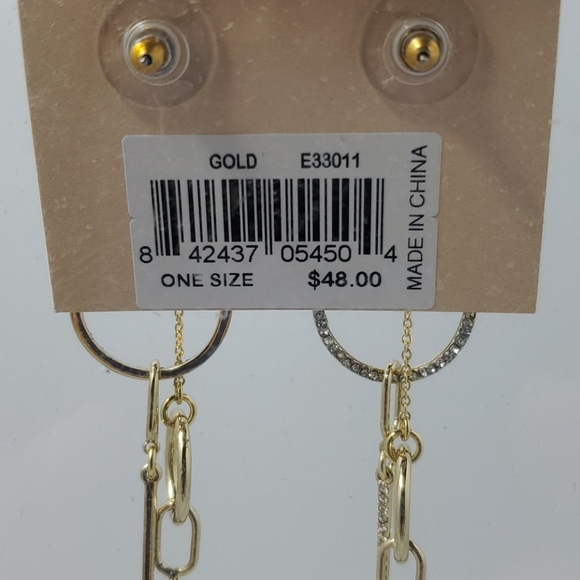 Rebecca Minkoff Gold Crystal Drop Earrings - Picture 3 of 3